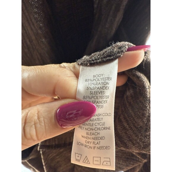 LOGO Lounge Lori Goldstein Cardigan Zip Up Copper Lace Hem Size XXS - Picture 4 of 4